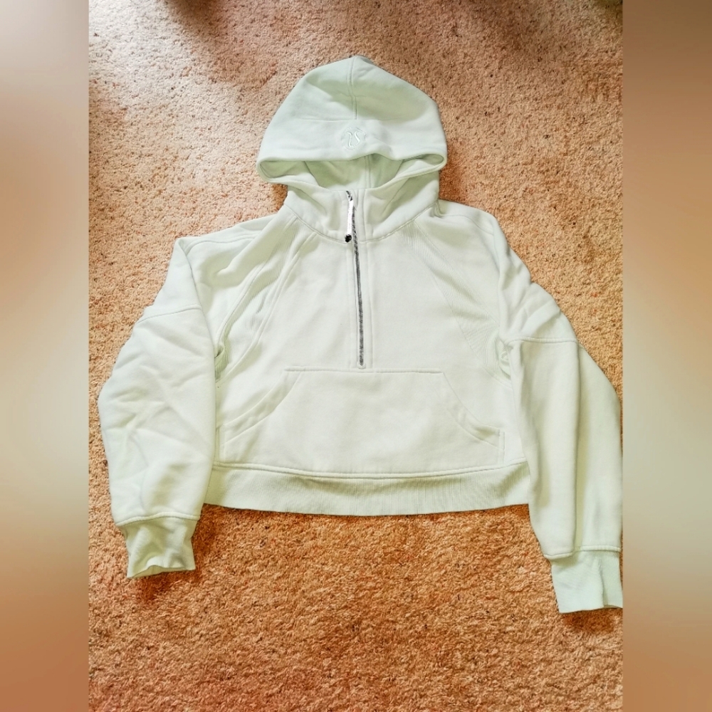 Scuba Oversized Half-Zip Hoodie-mint green XS/S